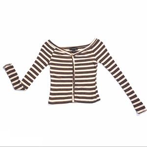 Striped Long Sleeve Crop Top | Primark | Small